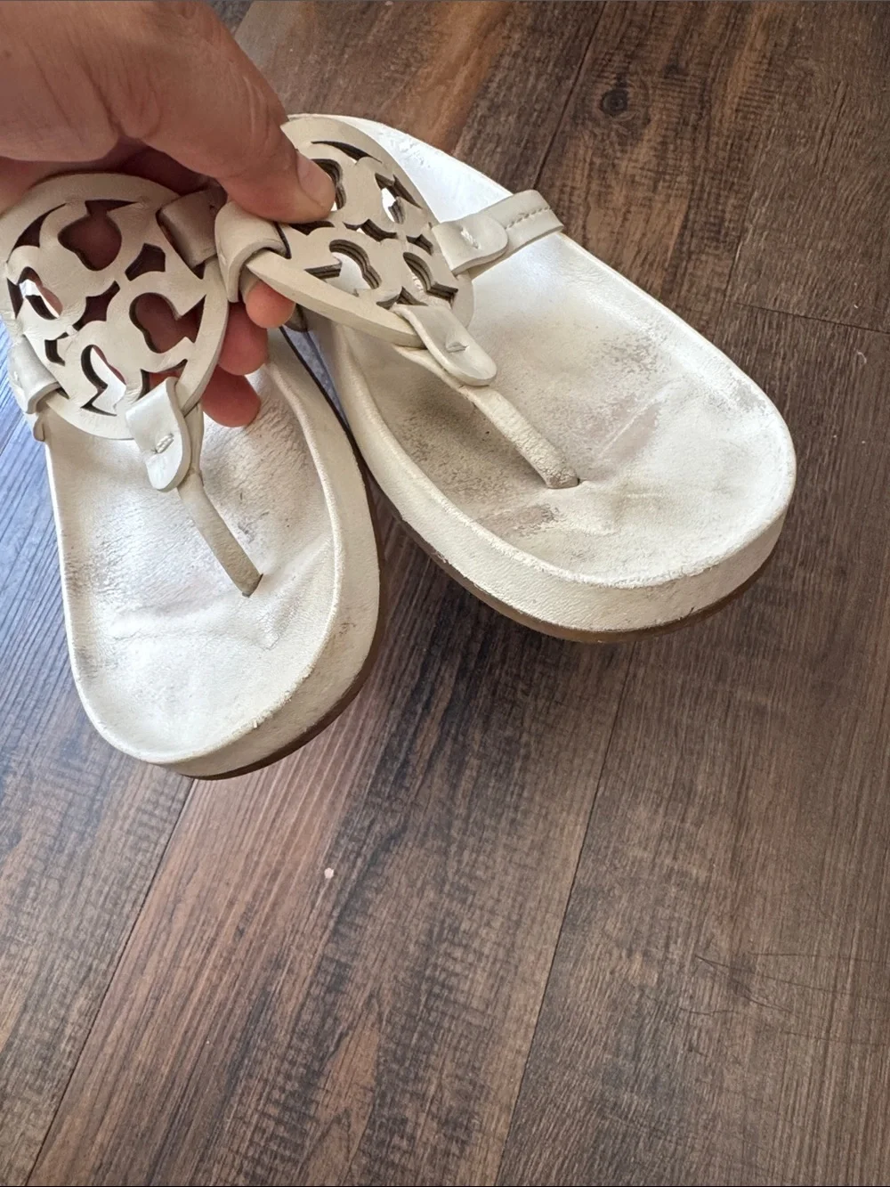 Tory Burch white  Logo Thong Sandals